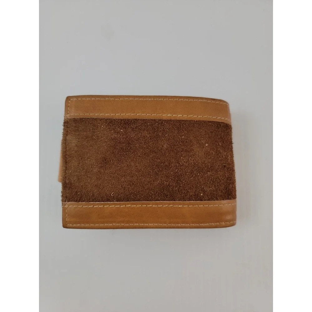 Vintage Men's Brown leather Bi Fold Wallet Picture Credit Card ID Check Mark